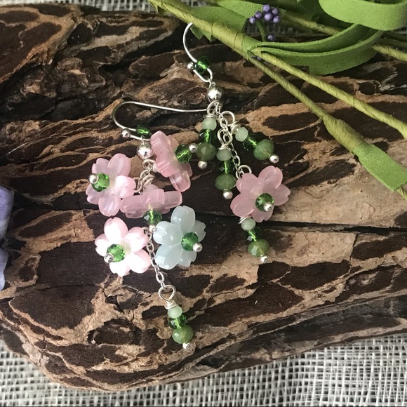 Handmade cherry blossom earrings - Picture 3 of 4